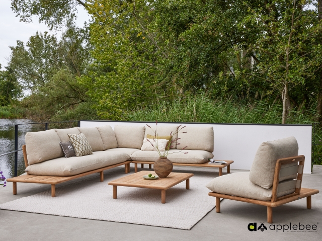 Apple Bee Sling Eckteil 85x85cm, Teak Cotton Flower