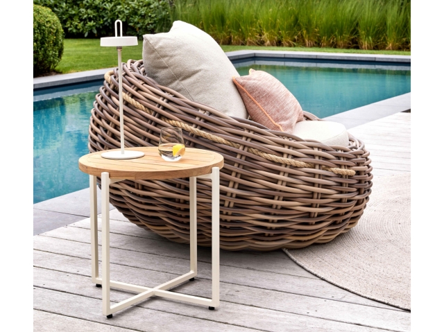 Apple Bee Cocoon Lounge Chair Boucle Cream 130x130x92cm