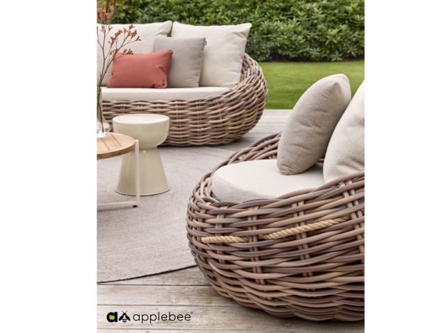 Apple Bee Cocoon Lounge Chair Boucle Cream 130x130x92cm