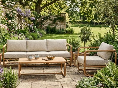 Apple Bee Dolce Lounge-Set 6 Teak inkl. Kissen Cotton Flower ca. 300x170cm