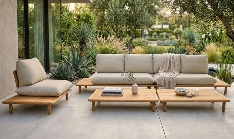 Apple Bee Sling Lounge-Set 1 ca. 435x193cm Teakholz Cotton Flower