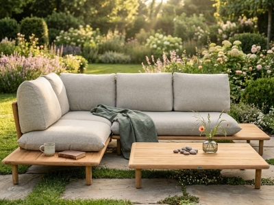 Apple Bee Sling Lounge-Set 2 ca. 260x193cm Teakholz Cotton Flower