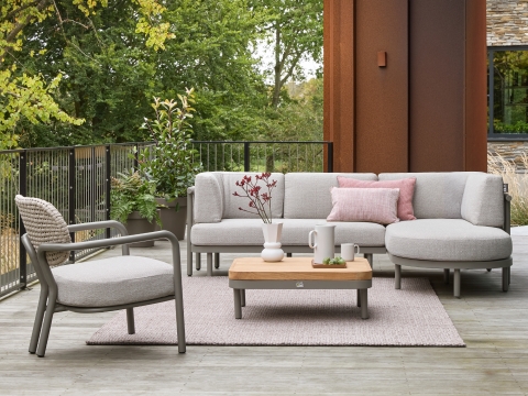 Apple Bee Maui Kaffeetisch taupe 85x85cm Teak