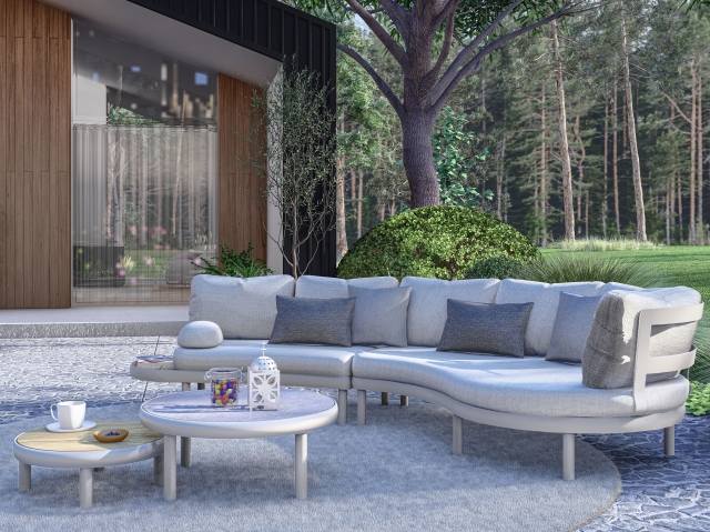 Zebra Wave Chaiselongue 188,8x155,3cm Aluminium light taupe