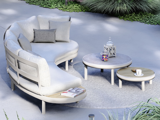 Zebra Wave Kaffeetisch 80cm rund Aluminium light taupe