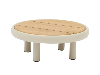 Zebra Wave Kaffeetisch Teak 60cm rund Aluminium light taupe Zebra Wave Kaffeetisch Teak 60cm rund Aluminium light taupe