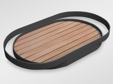 Zebra Give Tablett graphite 56,6x32cm Aluminium graphite mit Teakboden