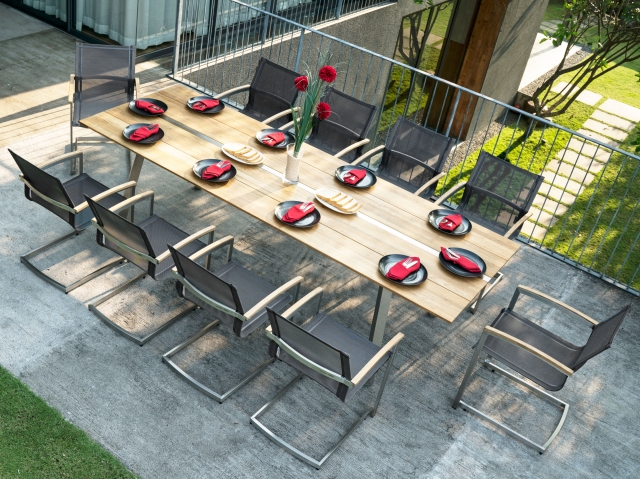 Zebra Gartenm&ouml;bel-Set Linax-Setax 10 Ausziehtisch 220-280x100cm