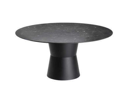 Brafab Nidaba Diningtisch rund 160cm, Black marble Tischplatte aus HPL