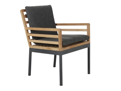 Brafab Zalongo Diningsessel aus Teakholz, Gestell Aluminum, inkl. Kissen
