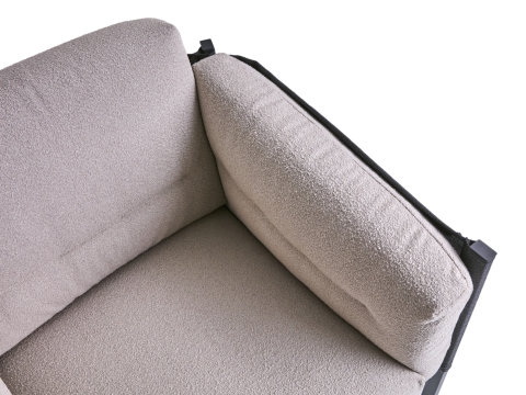 Brafab Delux Loungesessel, Schwarz Teddy beige, inkl. Kissen