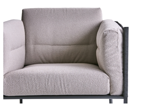 Brafab Delux Loungesessel, Schwarz Teddy beige, inkl. Kissen