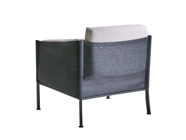 Brafab Delux Loungesessel, Schwarz Teddy beige, inkl. Kissen