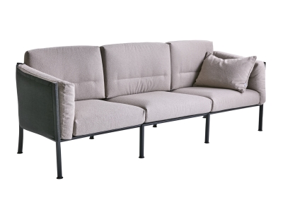 Brafab Delux 3-Sitzer Sofa 220cm, Schwarz Teddy beige, inkl. Kissen