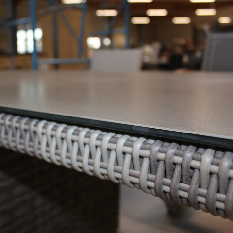 Plo&szlig; Sahara Diningtisch 220x100cm Geflecht-Glas Beige-Grau-Meliert-Light Grey