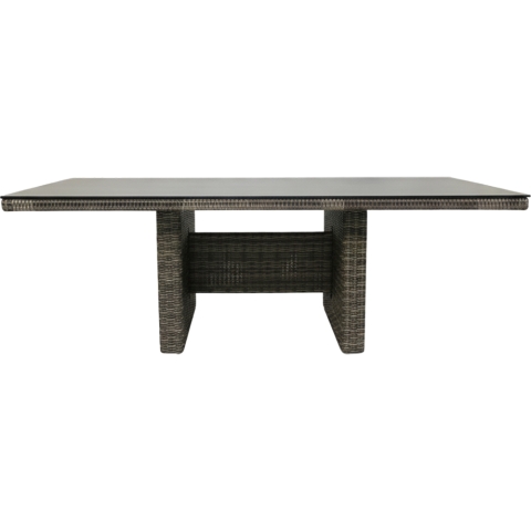 Plo&szlig; Sahara Diningtisch 220x100cm Geflecht-Glas Beige-Grau-Meliert-Light Grey