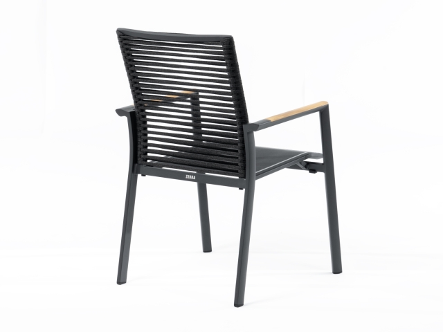 Zebra Fly Rope Stapelsessel graphite, Armlehnen Teak