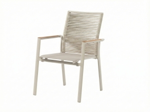 Zebra Fly Rope Sessel light taupe, Armlehnen Teak