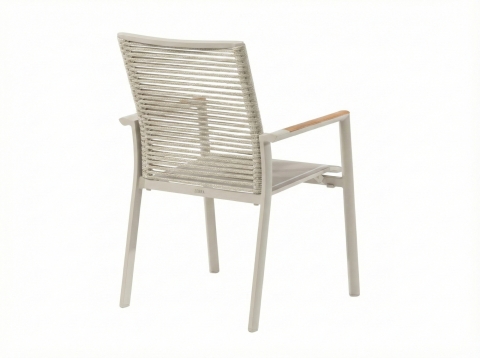 Zebra Fly Rope Stapelsessel light taupe, Armlehnen Teak