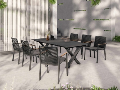 Zebra Fly-Levare Gartenm&ouml;bel-Set graphite Tisch 240-300x100x74cm