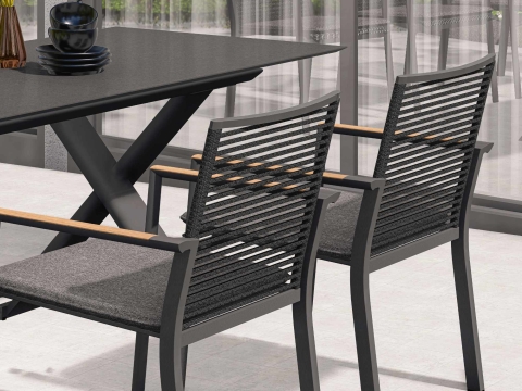Zebra Fly-Levare Gartenm&ouml;bel-Set graphite Tisch 240-300x100x74cm