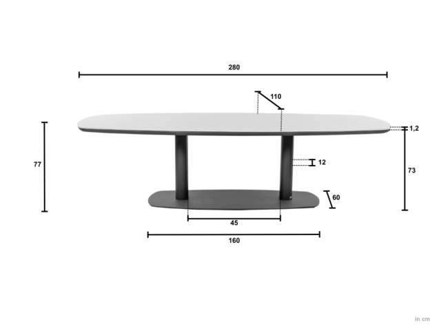 Apple Bee Melville Dining Tisch 280x110x77 HPMS stone bronze