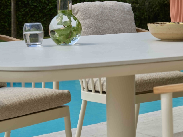 Apple Bee Melville Dining Tisch 220x110x77cm HPMS stone oyster