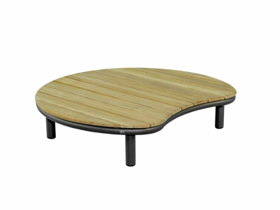 Apple Bee Moon Island Loungetisch Aluminium Teakholz 110cm Apple Bee Moon Island Loungetisch Aluminium Teakholz 110cm