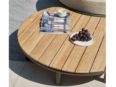 Apple Bee Moon Island Loungetisch Aluminium Teakholz 110cm