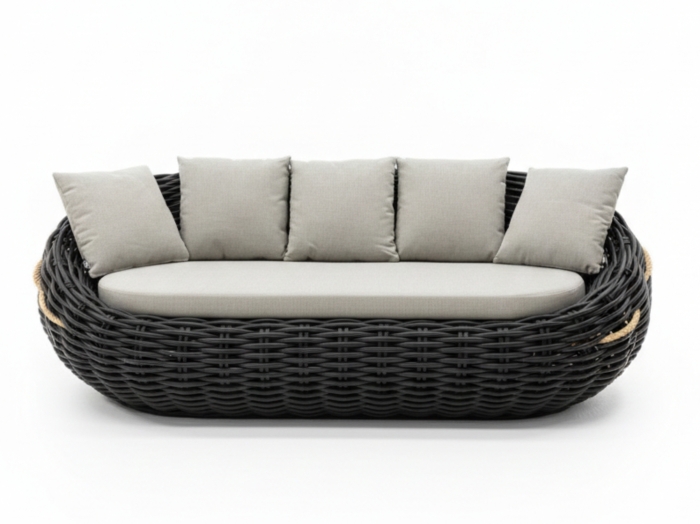 Apple Bee Cocoon Lounge Sofa Black wash inkl. Kissen 236x130x92cm
